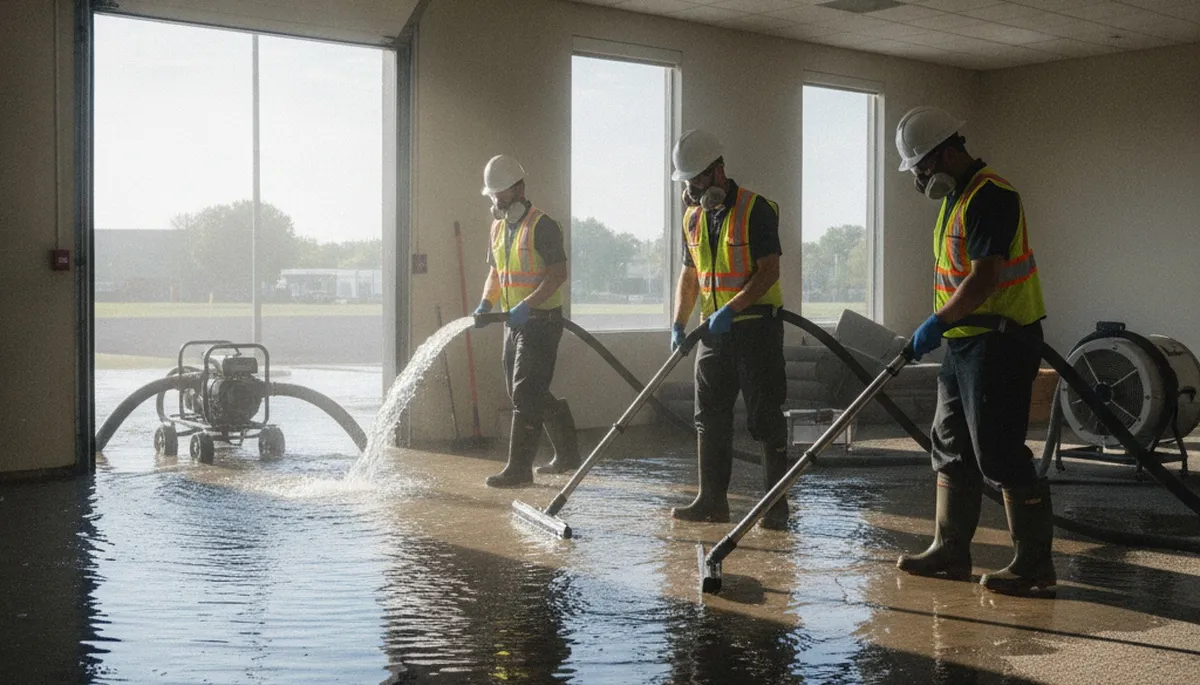 Emergency water removal crew serving homes in Escondido, CA after flooding and pipe leaks