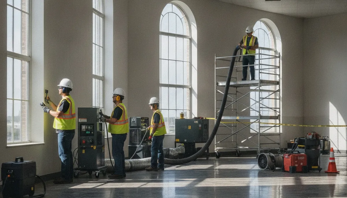 Structural drying equipment for water damage restoration in Escondido, CA home