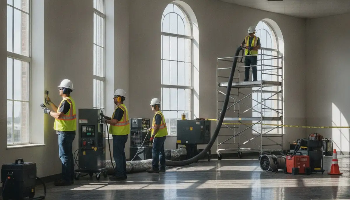 Structural drying equipment for water damage restoration in Escondido, CA home