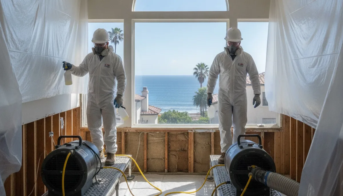 Water damage restoration team serving Escondido, CA with emergency water extraction and drying services