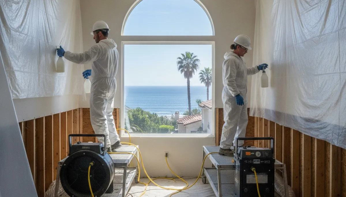 Water damage restoration team in Escondido, CA providing fast water cleanup and repair services