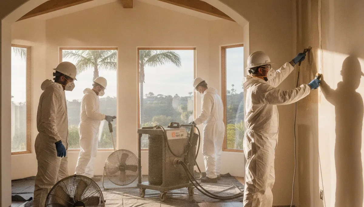 Water damage restoration team in Escondido, CA providing emergency cleanup and repair services