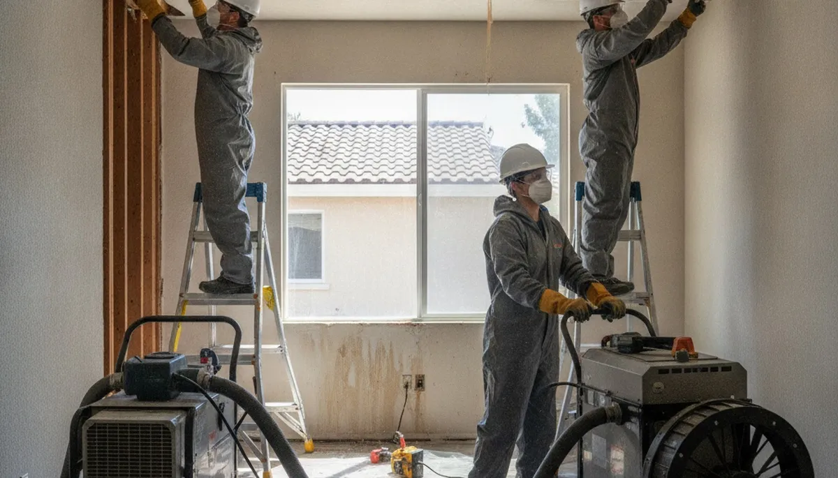 Water damage restoration team in Escondido, CA providing emergency cleanup and drying services