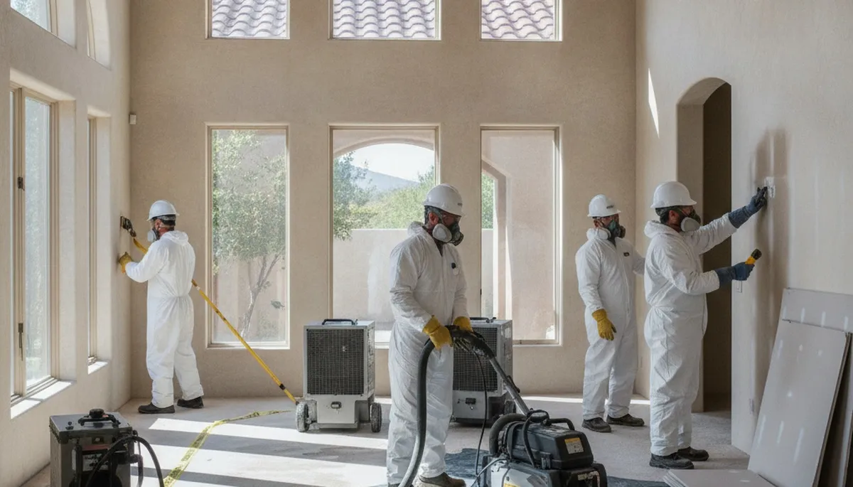 Water damage restoration team in Escondido, CA providing emergency cleanup and repair services