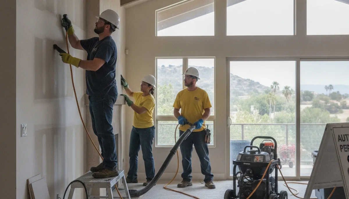 Water damage restoration team in Escondido, CA providing emergency cleanup and repair services