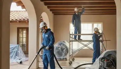 Water damage restoration team in Escondido, CA performing emergency water extraction and cleanup