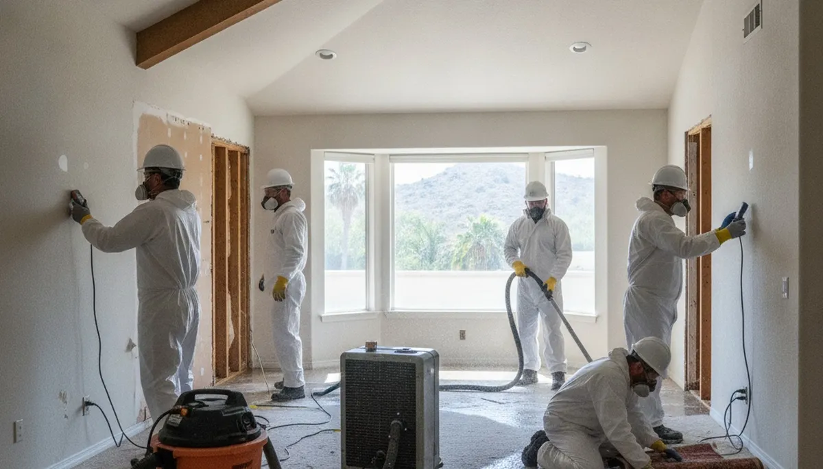 Water damage restoration team in Escondido, CA providing emergency cleanup and drying services